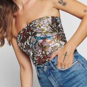 Reformation Giorgia Top (Ivy Floral Brocade)